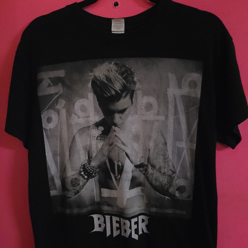 Justin Bieber Medium Black Cotton 2016 purpose tour y2k portrait official vtg